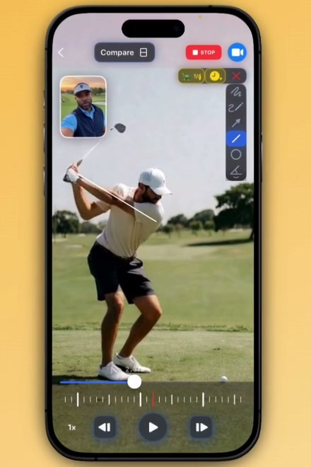 WithCoach drawing palette open over a coaching video with annotation tools visible