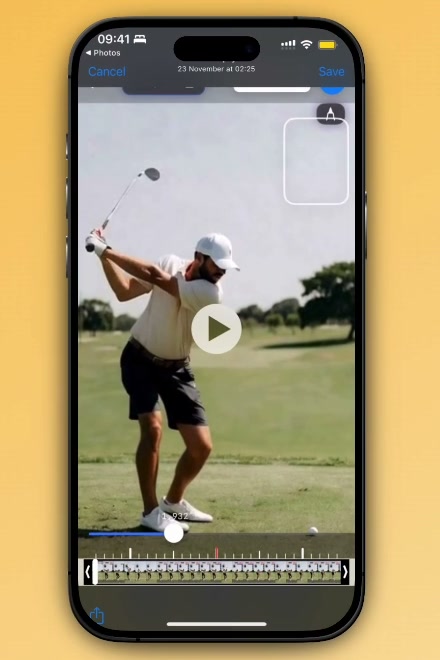 WithCoach trim editor with in and out handles around a golf swing